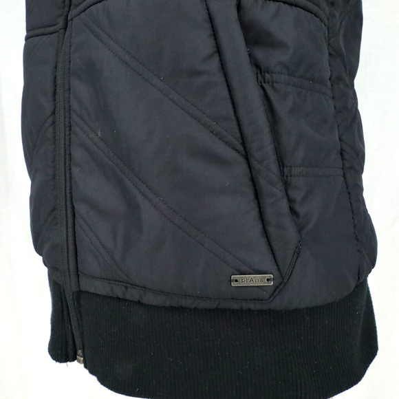 Prana Vest Womens Small Black Quilted Full Zip Sherpa Lined Mock Neck Zip Pocket - Picture 16 of 16
